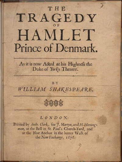 Hamlet, Shakespeare, libro publicado en 1676
