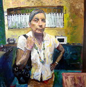 Lucas Stoessel · Retrato de mujer con bolso