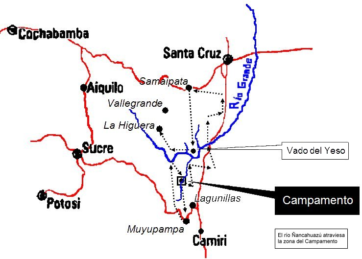 plano ruta del che en bolivia